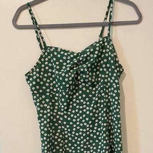 Green Floral Print Floor-length spring dress